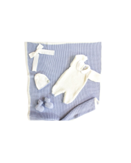 English Onesie Knit Set (White-Light Blue) §78