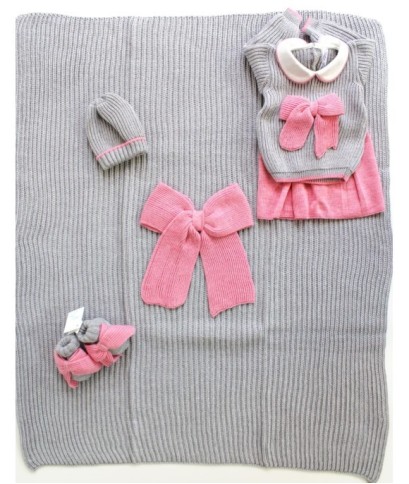 Set Maglia Inglese Lana Per Neonata - Coprifasce Con Gonna §79