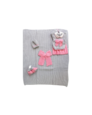 English Onesie Knit Set (White-Light Blue) §78