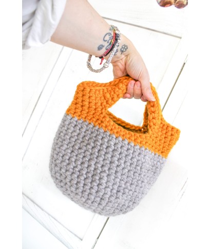 Handbag in Pure Virgin Wool (Ochre-Grey)
