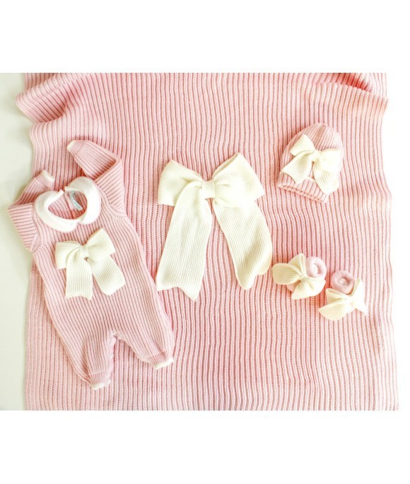 Pink/white English knitted wool set §51