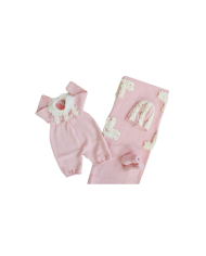 Set Doppia Fascia con Fiocco Grana Cotone (Maglia + Pantalone) §109