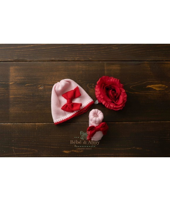 Set Heart Ribbon + Rouche Wool - 2 Pcs Baby Girl Band Cover §138