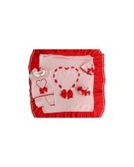 Set Heart Ribbon + Rouche Wool - 2 Pcs Baby Girl Band Cover §138