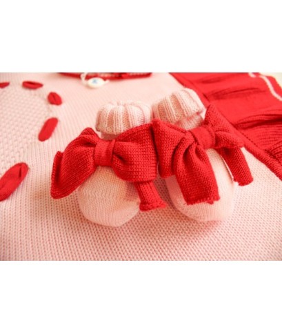 Set Heart Ribbon + Rouche Wool - 2 Pcs Baby Girl Band Cover §138