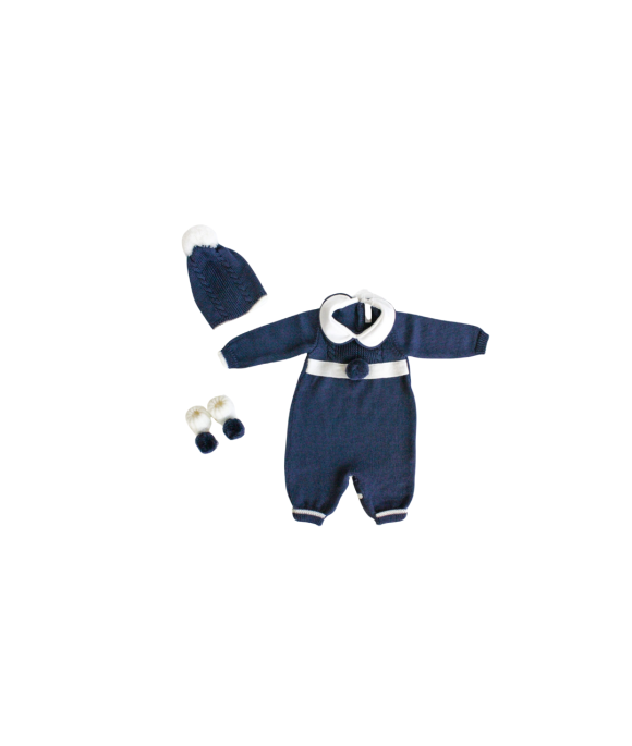 Serie Pon-Pon Lana - Tutina Con Scarpette & Cappellino §146