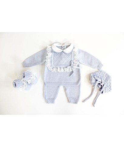 Serie Pizzo Bavetta Lana - Coprifasce Con Scarpette & Cuffia §164