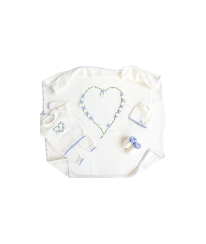 Set Roselline Cuore Lana Per Neonato - Coprifasce §83