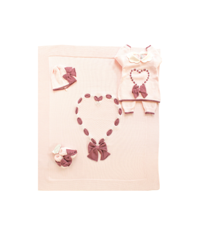 Set Cuore Fettuccia In Pura Lana Maglia + Pantalone §10