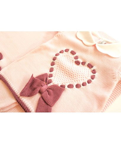 Set Cuore Fettuccia In Pura Lana Maglia + Pantalone §10