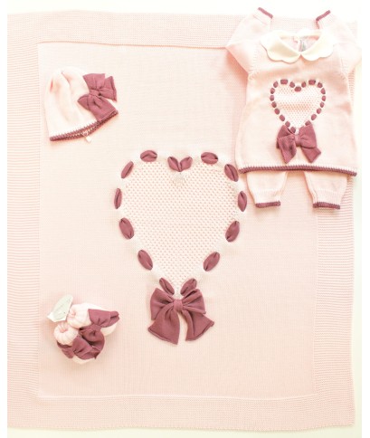 Set Cuore Fettuccia In Pura Lana Maglia + Pantalone §10