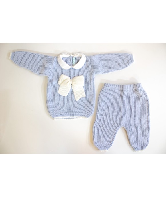 2 Pezzi Maglia Inglese Con Fiocco Lana §198