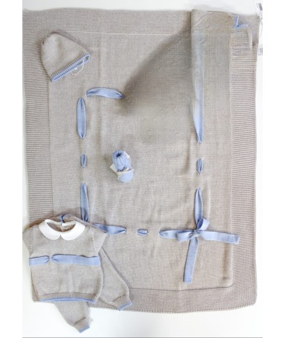 Wool Ribbon Set for Newborns - Baby Boy's Layette §205