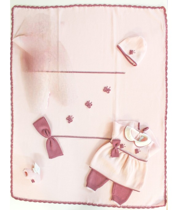 Set Farfalline Ricamate Lana - Coprifasce (Maglietta + Pantalone) §220