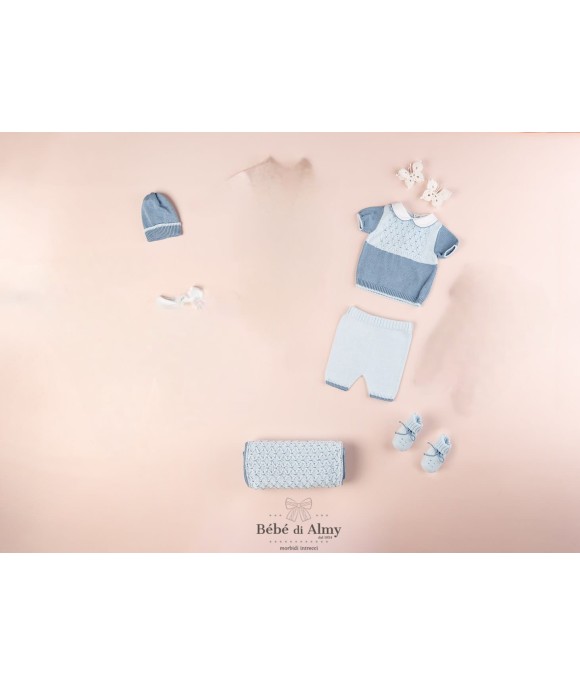 Set Punto Smock Cotone - Coprifasce Corto (Maglia + Pantalone) §264