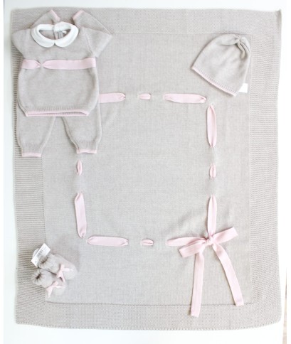 Wool Ribbon Set for Newborns - Baby Girl's Layette §318
