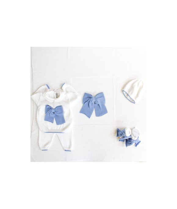 Set Fiocco Cotone - Coprifasce (Bianco-Azzurro) Maschietto §334