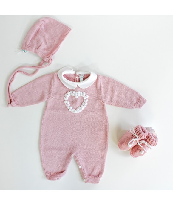 Serie Rococò Cotone - Tutina Con Cuffia + Scarpette §381