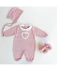 Serie Rococò Cotone - Tutina Con Cuffia + Scarpette §381
