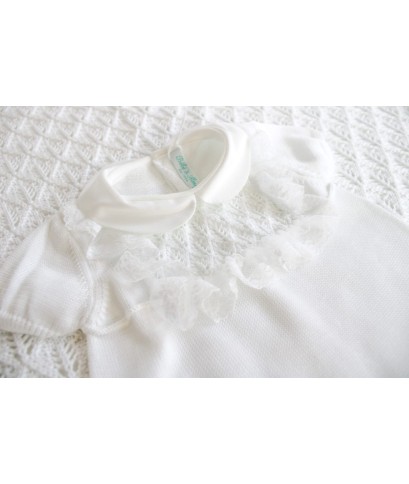 Set Cerimonia Con Pizzo Cotone Per Neonati - Pagliaccetto §425