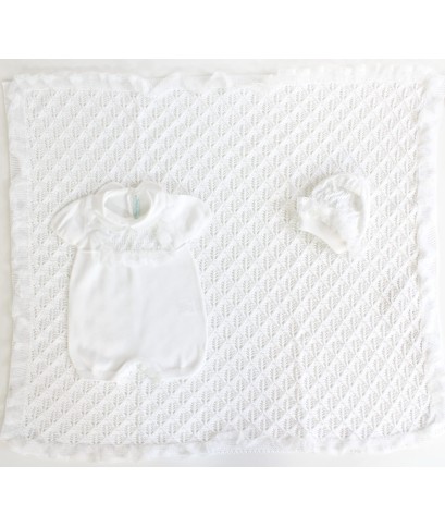 Set Cerimonia Con Pizzo Cotone Per Neonati - Pagliaccetto §425