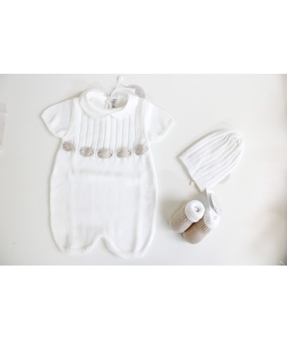 Serie Nastro Fettuccia Cotone - Pagliaccetto Con Scarpette + Cappellino §449