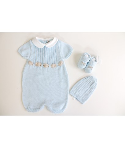 Serie Nastro Fettuccia Cotone - Pagliaccetto Con Scarpette + Cappellino §451