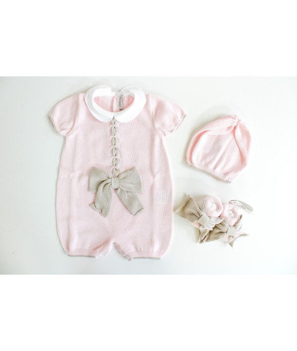 Cotton Ribbon Bow Series - Romper With Shoes + Hat §454
