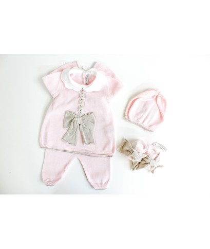 Serie Fiocco Con Fettuccia Cotone - Coprifasce Femminuccia Con Scarpette + Cappellino §456