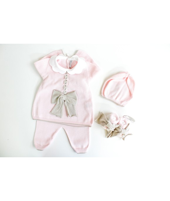 Serie Fiocco Con Fettuccia Cotone - Coprifasce Femminuccia Con Scarpette + Cappellino §456