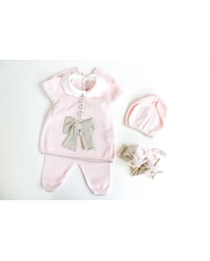 Serie Fiocco Con Fettuccia Cotone - Coprifasce Femminuccia Con Scarpette + Cappellino §456