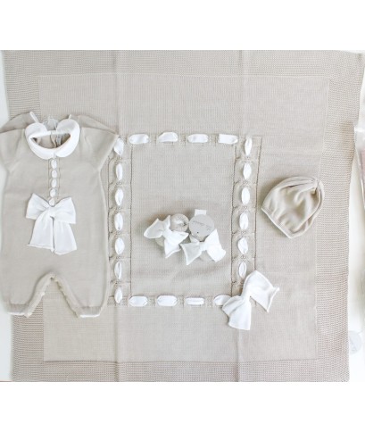 Bow Set With Cotton Ribbon - Onesie (Hat without bow) §465