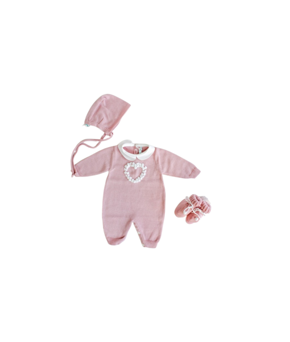 Serie Rococò Cotone - Tutina Con Cuffia + Scarpette §381