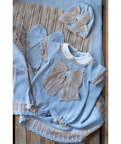 Antique Cotton Bow Set for Newborns - Romper §467