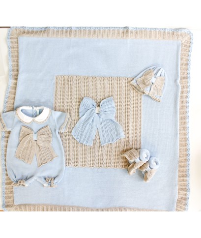 Antique Cotton Bow Set for Newborns - Romper §467