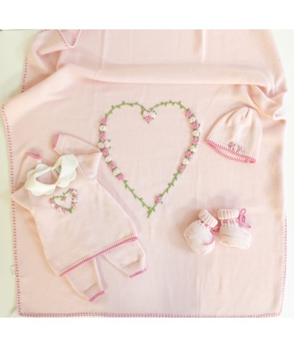 Wool Heart Roses Set - Baby Girl Headband Cover §603