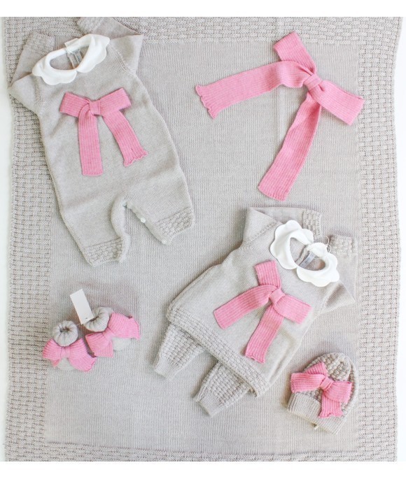 Wool Striped Bow Set - Baby Girl 2 Pcs Headband Cover §604