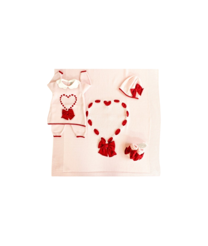 Set Cuore Fettuccia Lana Per Neonata - Coprifasce §607