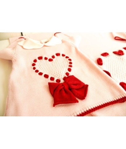Set Cuore Fettuccia Lana Per Neonata - Coprifasce §607