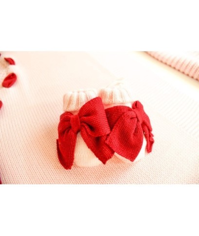 Set Cuore Fettuccia Lana Per Neonata - Coprifasce §607