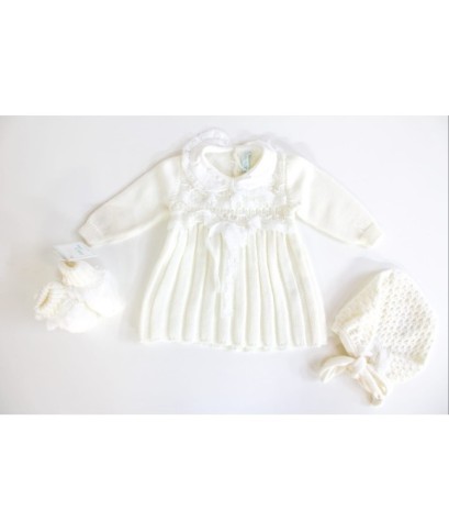 Set Pizzo Con Fiocchetto Lana - Vestina §608