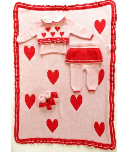Set Rouches & Cuore intarsio Lana - Coprifasce §614