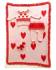 Set Rouches & Heart Inlaid Wool - Girl 2 Pcs§614