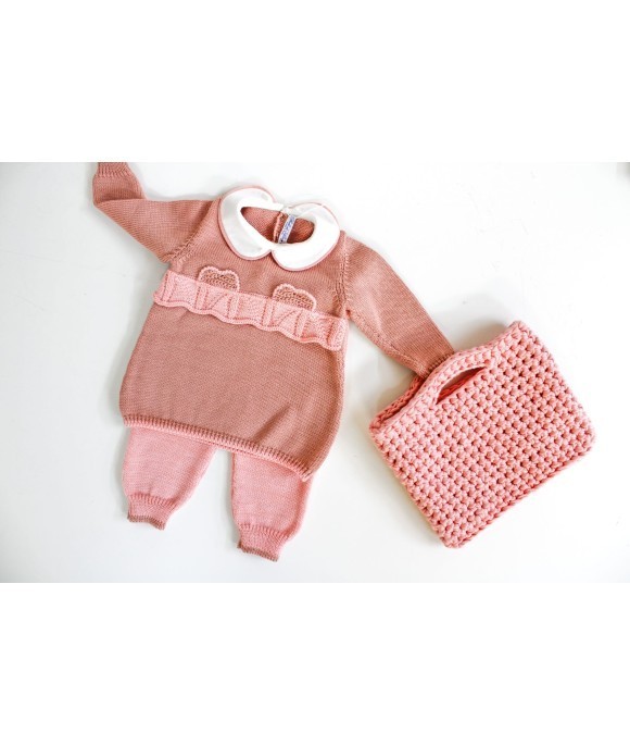2 Piece Set for Girls with Hearts & Wool Ribbon §660