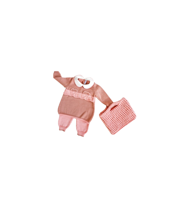 2 Piece Set for Girls with Hearts & Wool Ribbon §660