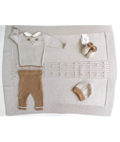 Wool Embroidered Teddy Bear Set - Onesie §667