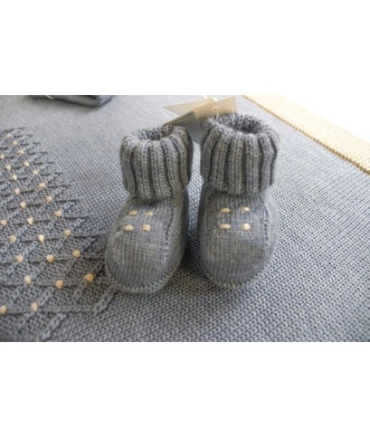 Set Punto Smock Lana Per Neonata - Coprifasce §683