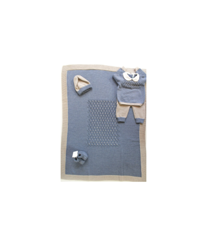 Set Punto Smock Lana Per Neonata - Coprifasce §683