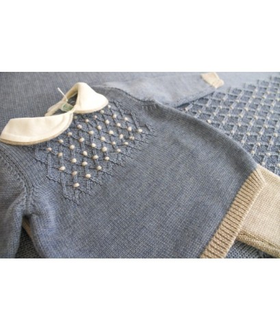 Set Punto Smock Lana Per Neonata - Coprifasce §683