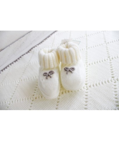 Love Knot Set In Wool Stripe - Baby Girl's Layette §692
